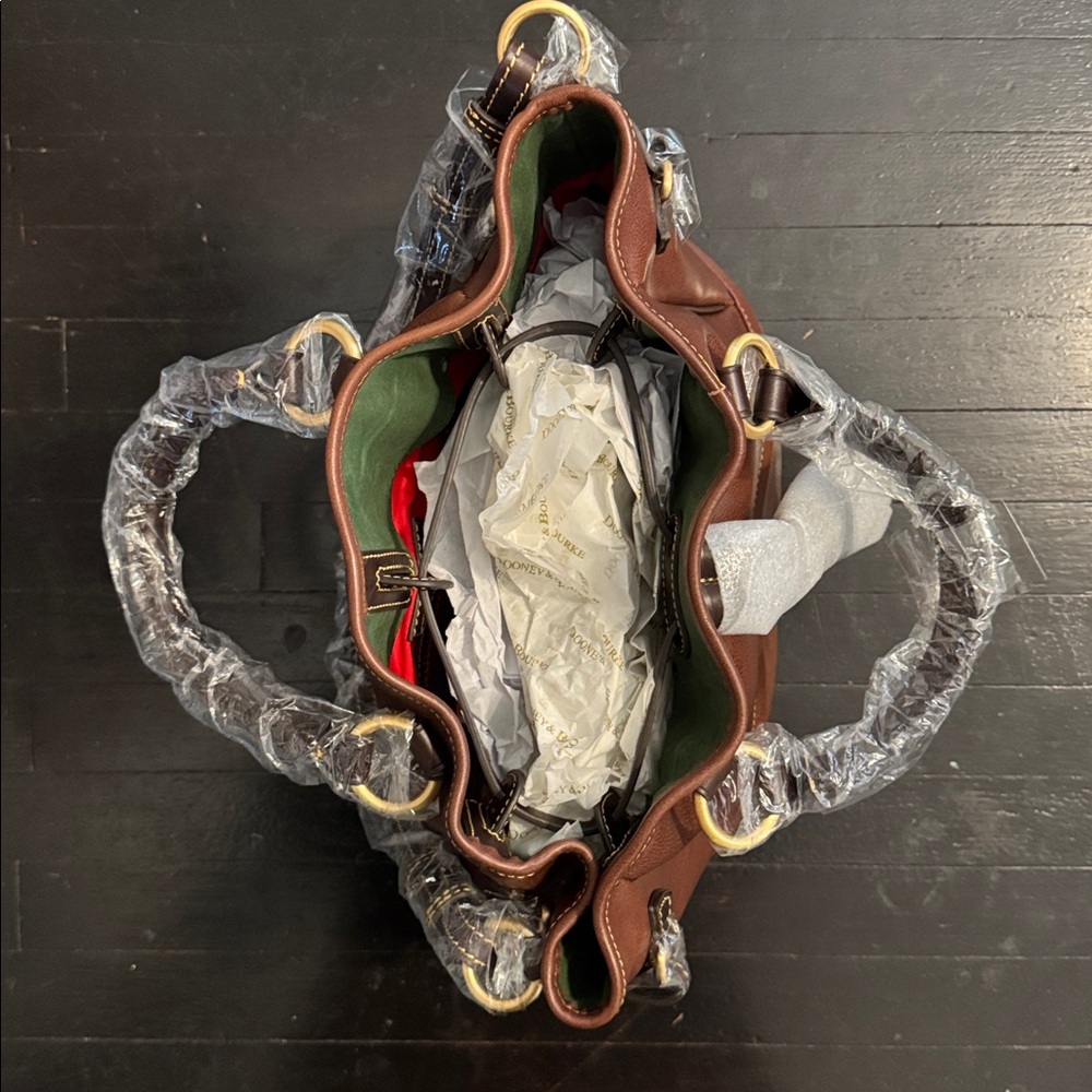 NWT Dooney & Bourke satchel in brown with dark brown accents - Picture 5 of 8